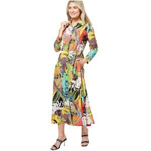 Attitudes by Renee Illusion Waist Shirt Dress Size XLP Multicolor Tropical NEW